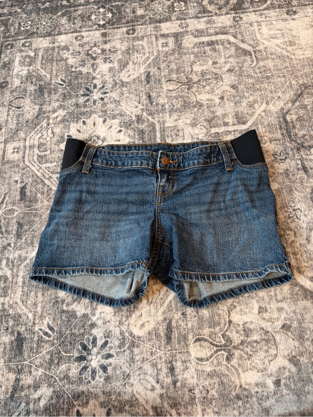 Isabel Maternity by Ingrid & Isabel Blue Denim Shorts with Black Side Panels